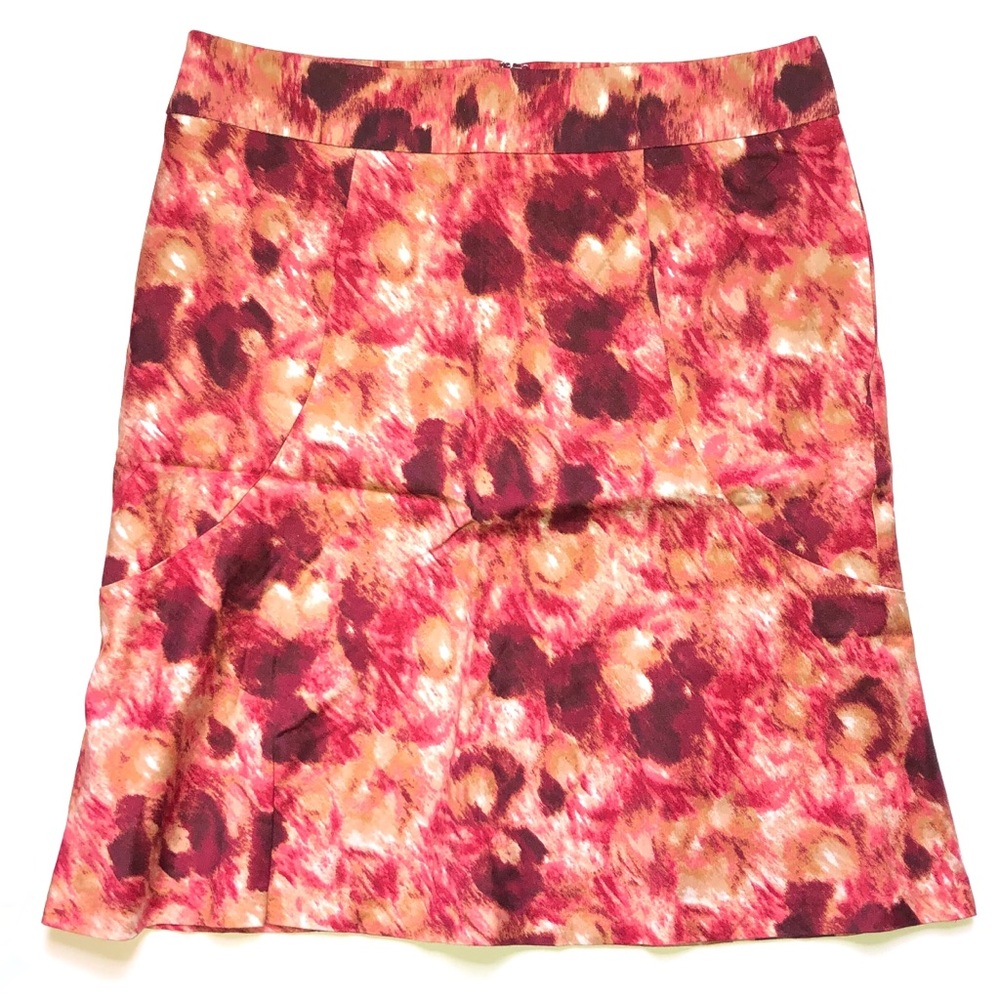 Ann Taylor Floral Midi Skirt - Red and Pink